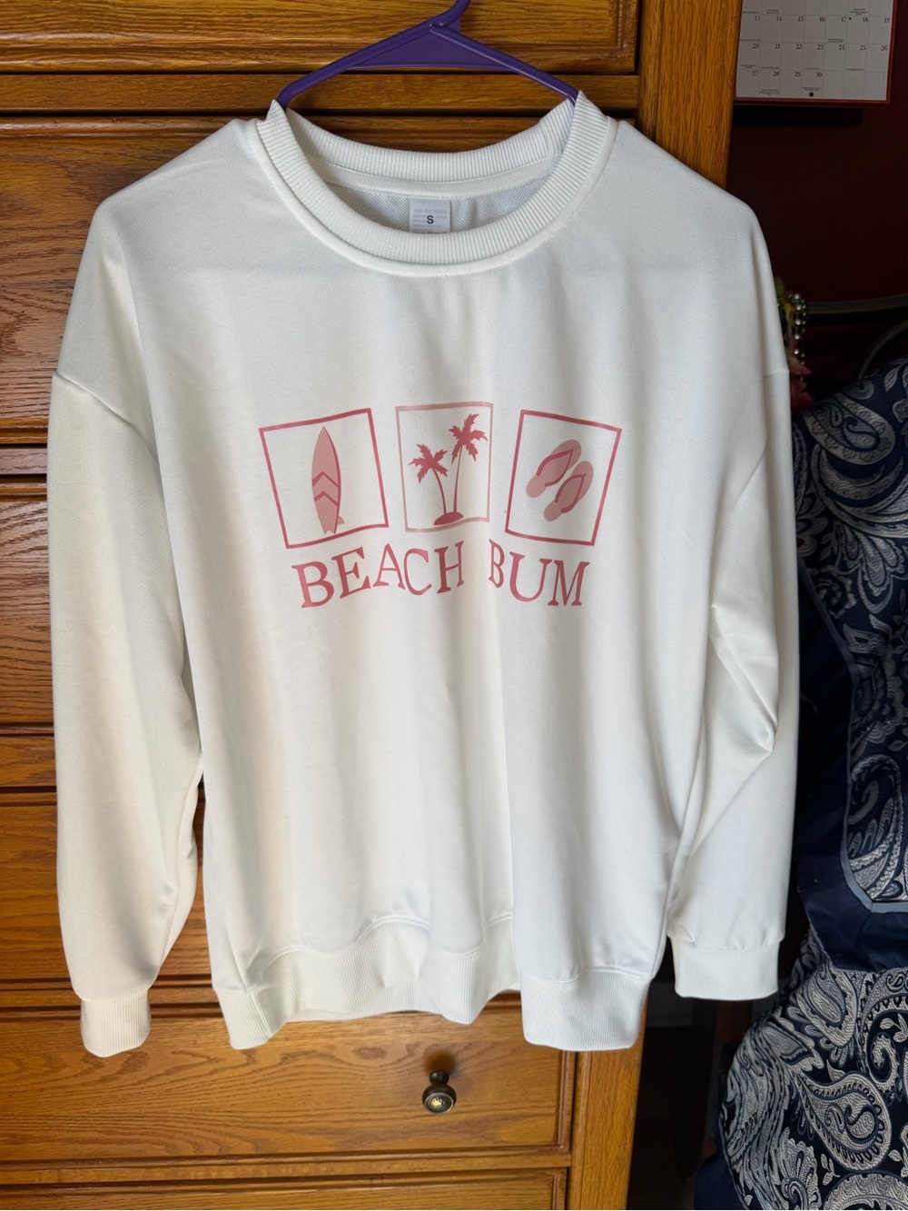 White "Beach Bum" Graphic Crewneck Sweatshirt